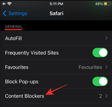 Safari brower settings on iOS