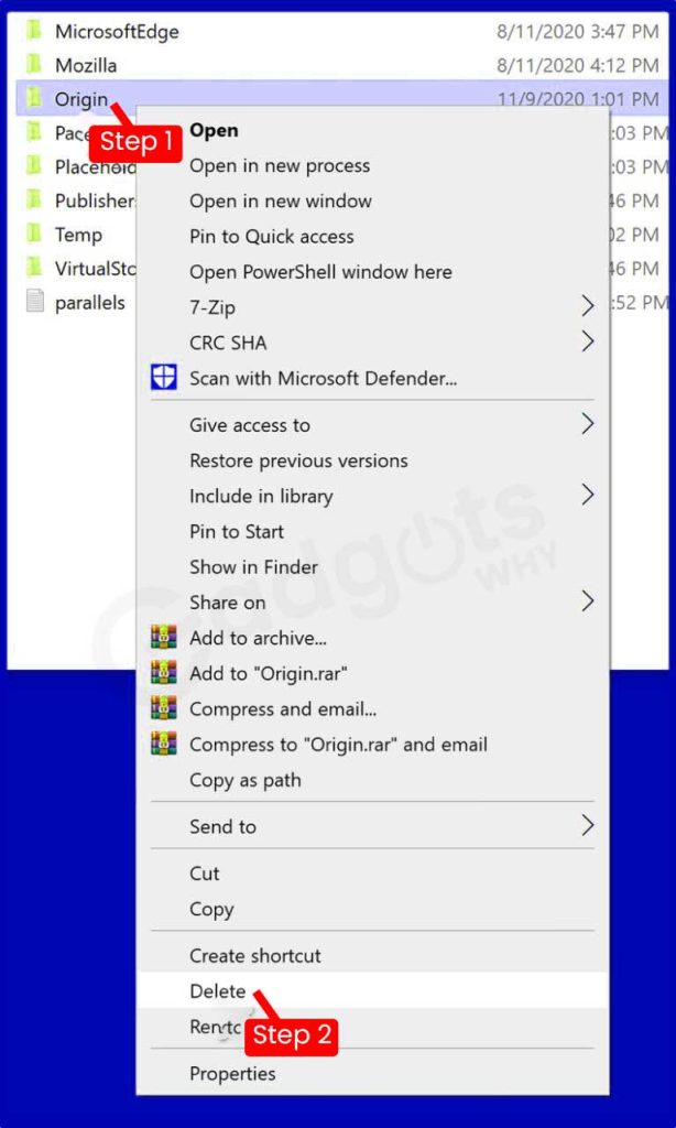  select Delete from the menu.