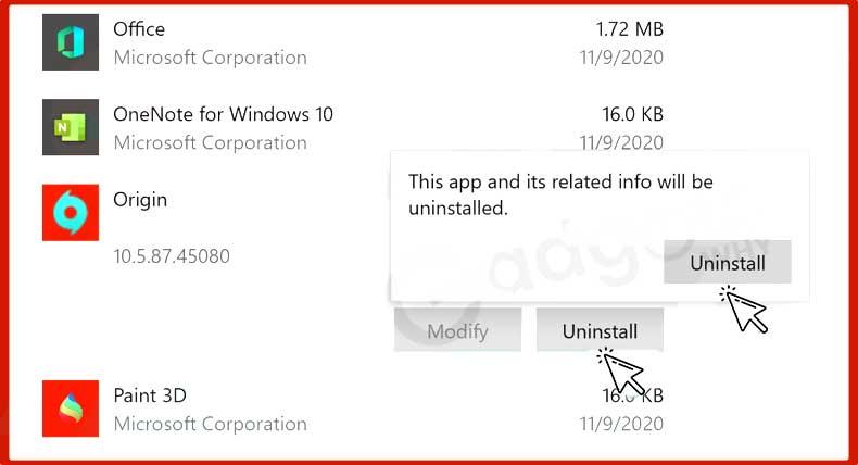 uninstall wizard's instructions