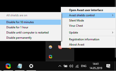 Disable antivirus software 