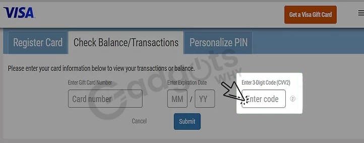 balance on Visa gift card